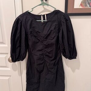 Free People Black Puff Sleeve Mini Dress